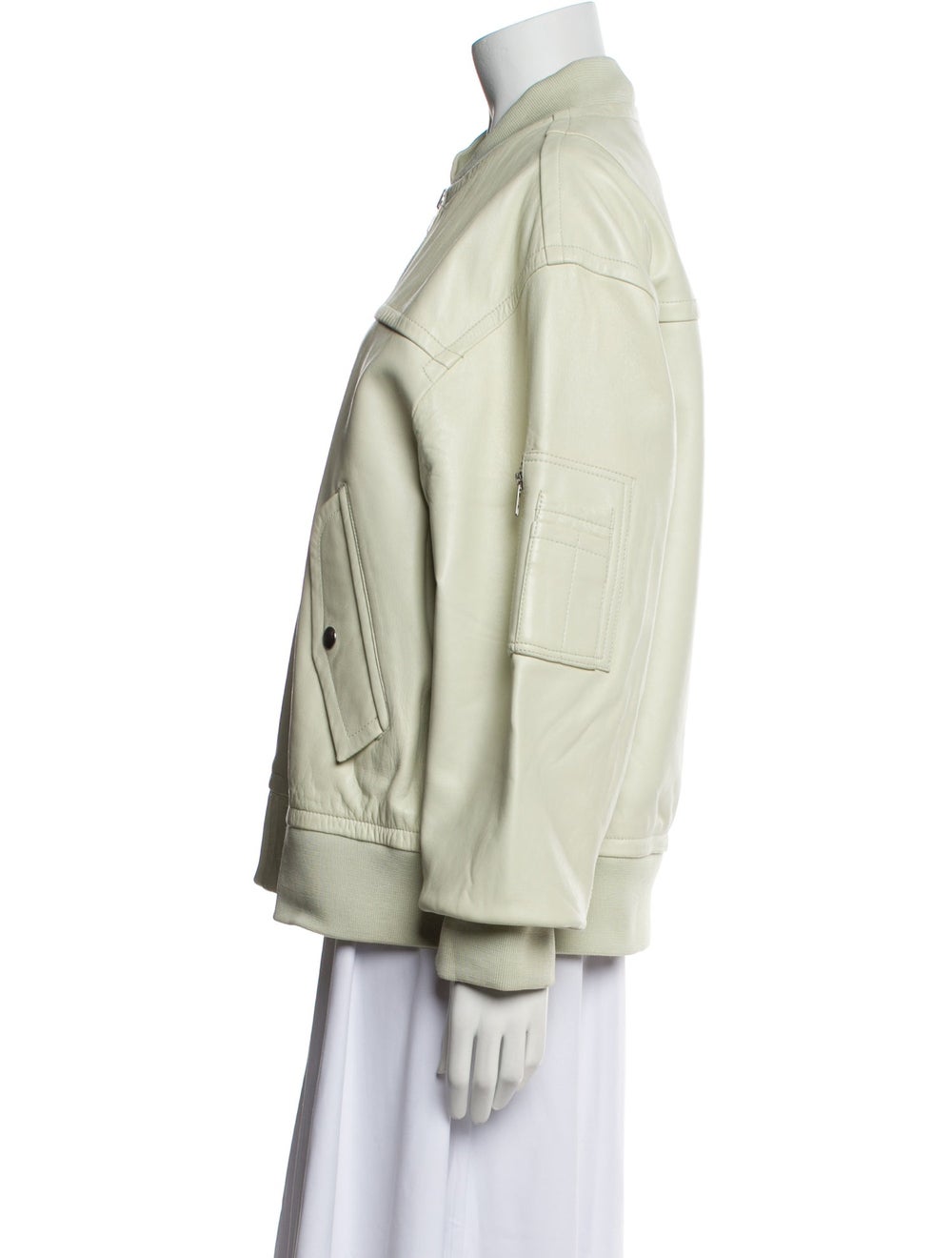 Stand Studio Lamb Leather Bomber Jacket Green Sta… - image 2