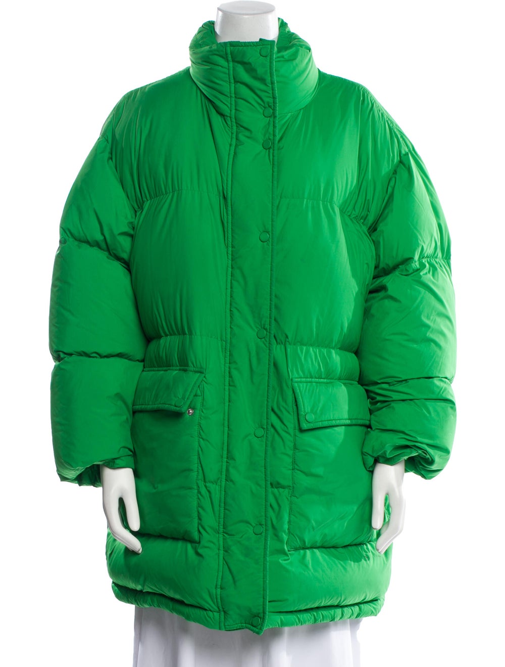 Stand Studio Jacket Green Stand Collar Patch Pock… - image 1