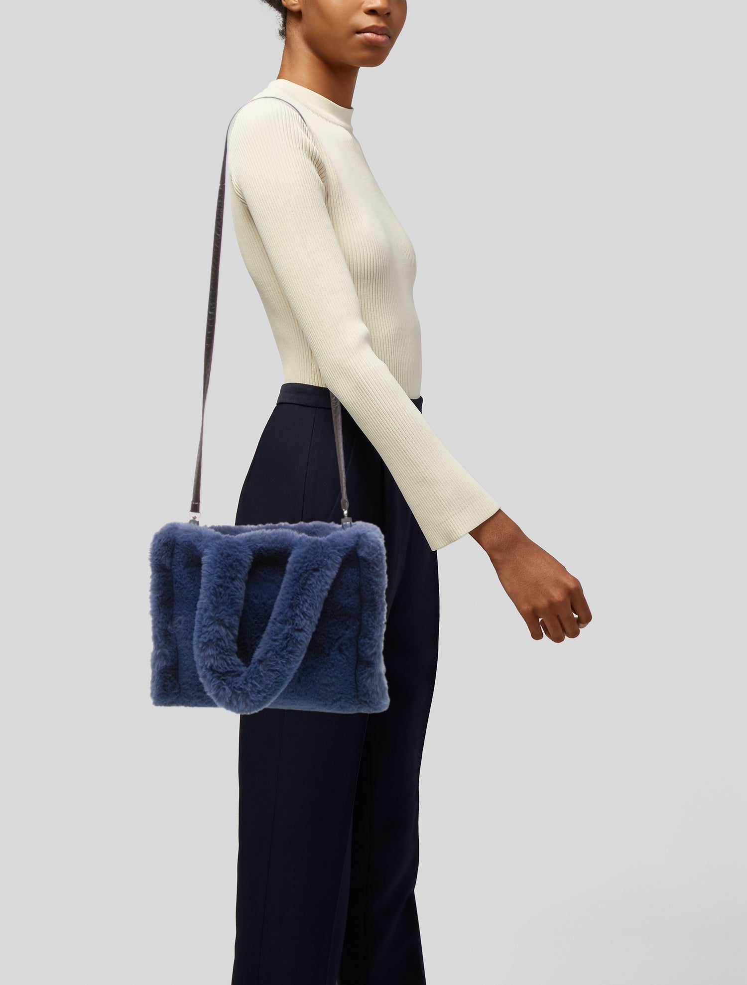 STAND STUDIO Faux Fur Top Handle Bag
