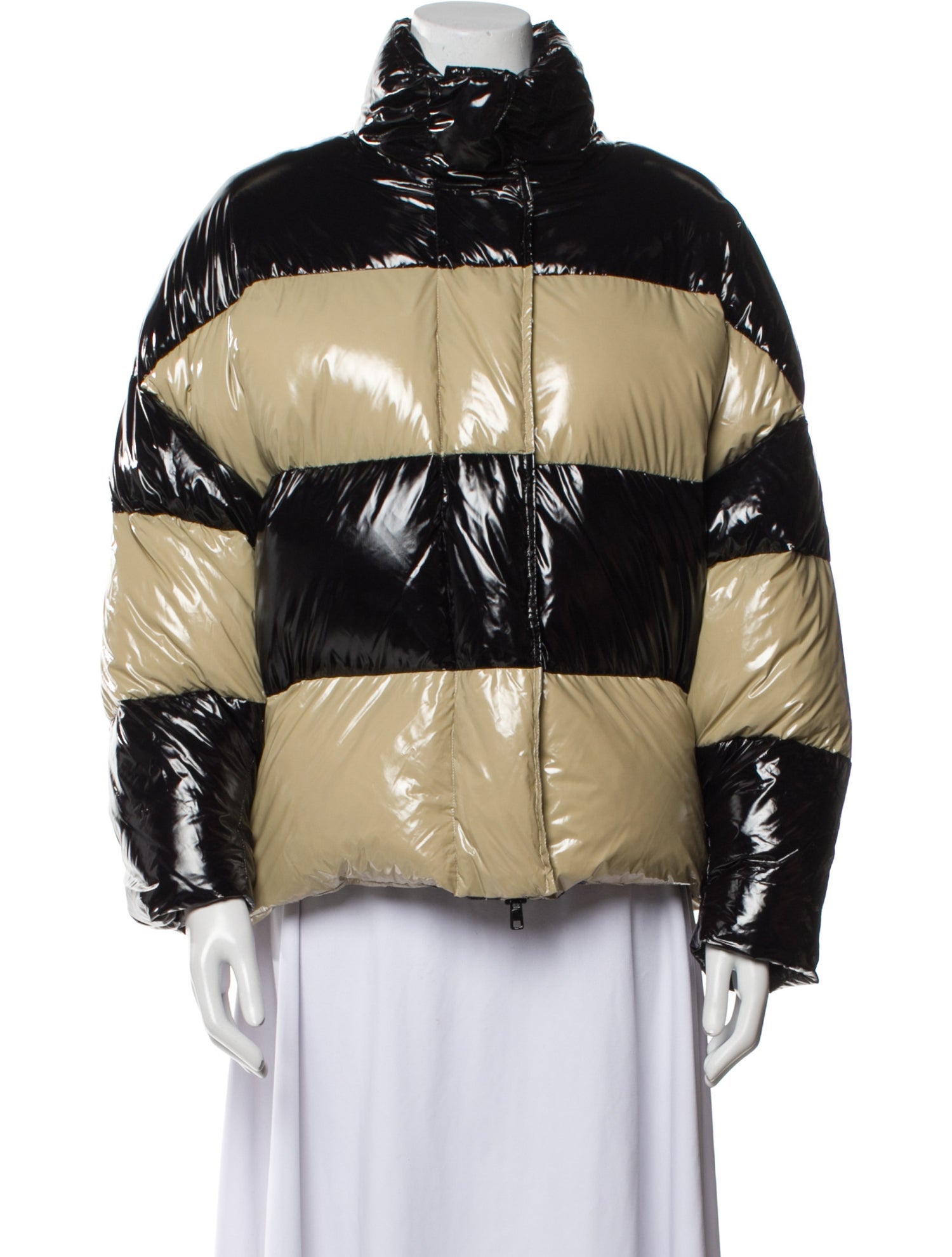 STAND STUDIO Nylon Colorblock Pattern Down Jacket