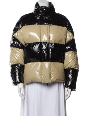 STAND STUDIO Nylon Colorblock Pattern Down Jacket