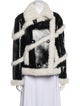 STAND STUDIO Colorblock Pattern Faux Fur Coat