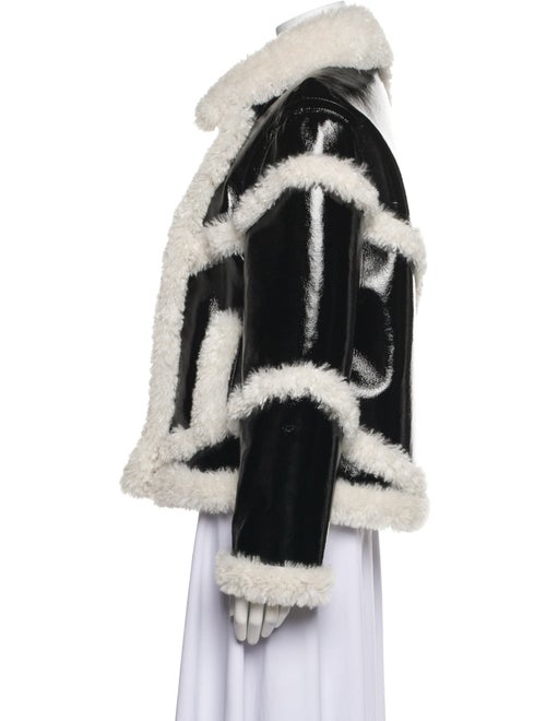 STAND STUDIO Colorblock Pattern Faux Fur Coat
