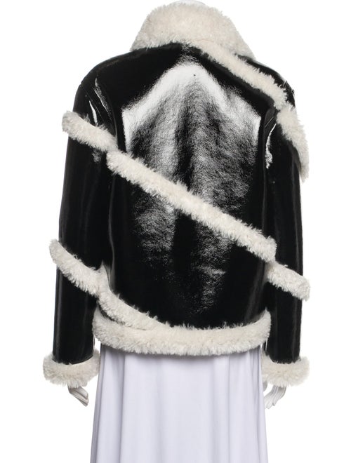 STAND STUDIO Colorblock Pattern Faux Fur Coat