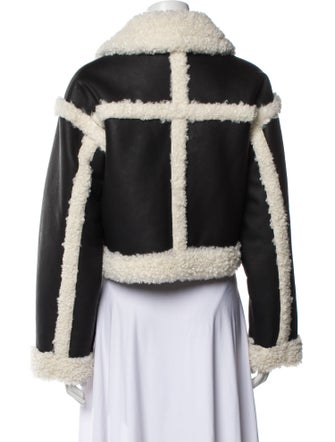 STAND STUDIO Faux Leather Colorblock Pattern Biker Jacket