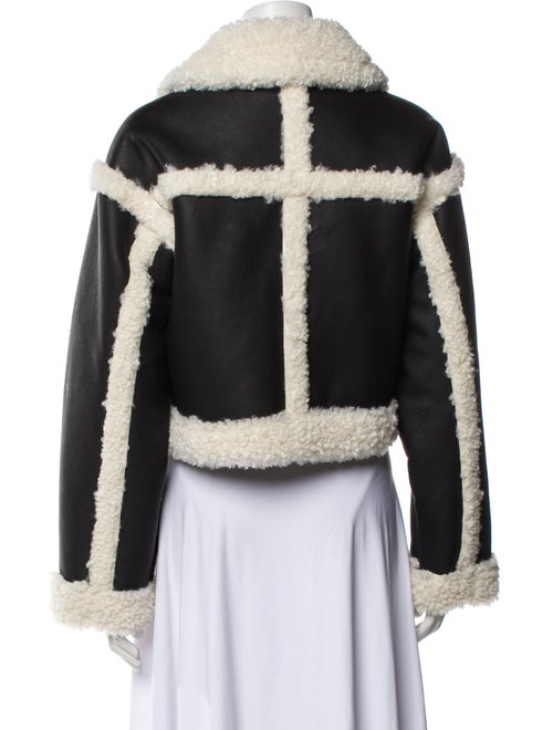 STAND STUDIO Faux Leather Colorblock Pattern Biker Jacket