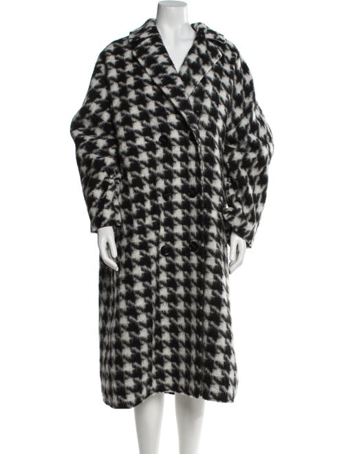 STAND STUDIO Wool Houndstooth Print Faux Fur Coat
