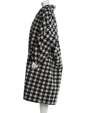 STAND STUDIO Wool Houndstooth Print Faux Fur Coat