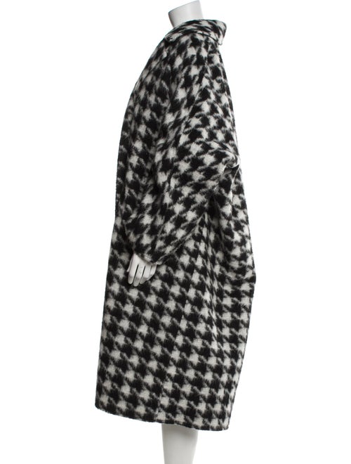 STAND STUDIO Wool Houndstooth Print Faux Fur Coat