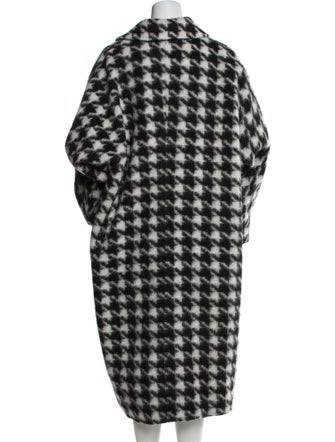 STAND STUDIO Wool Houndstooth Print Faux Fur Coat