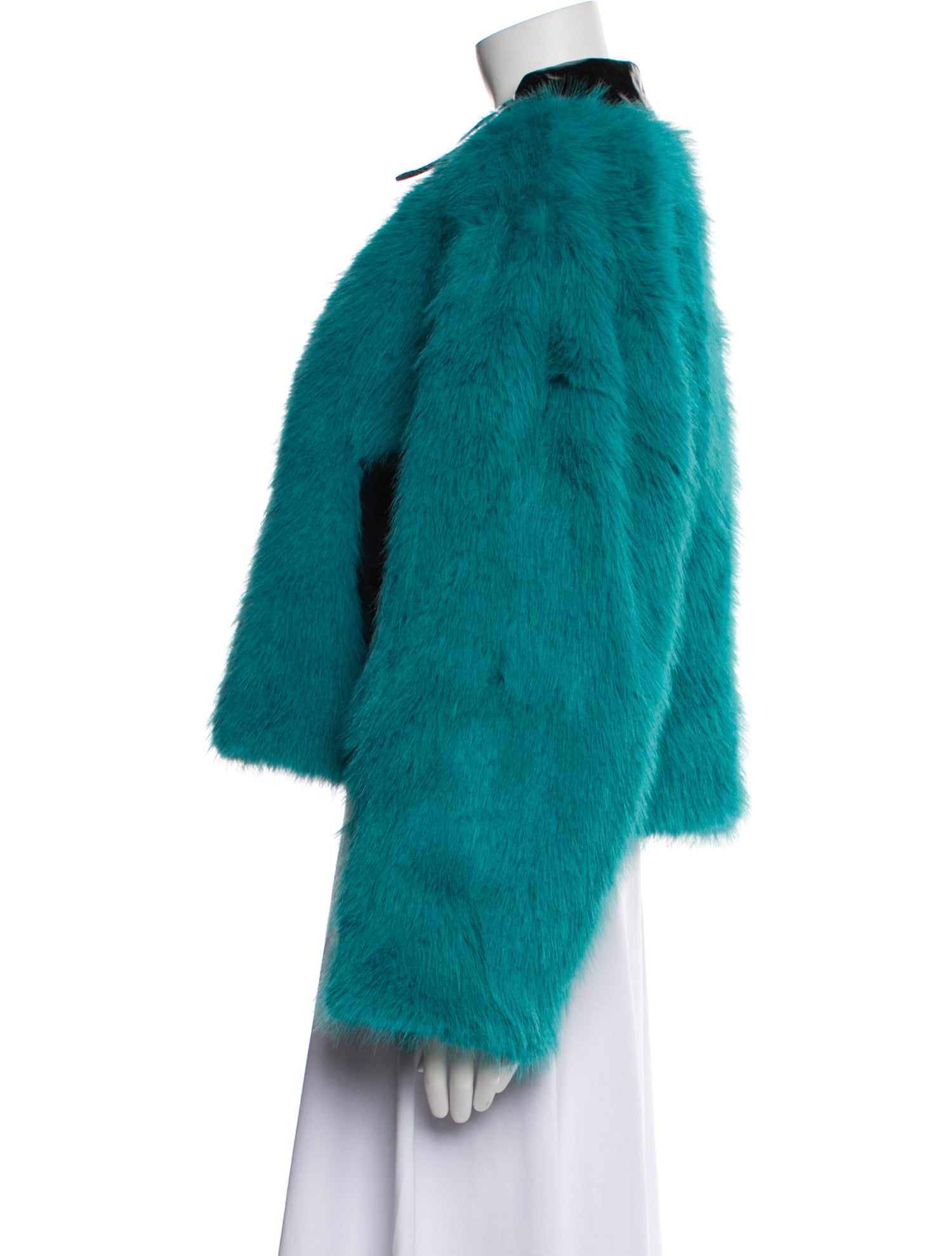 STAND STUDIO Faux Fur Colorblock Pattern Faux Fur Jacket
