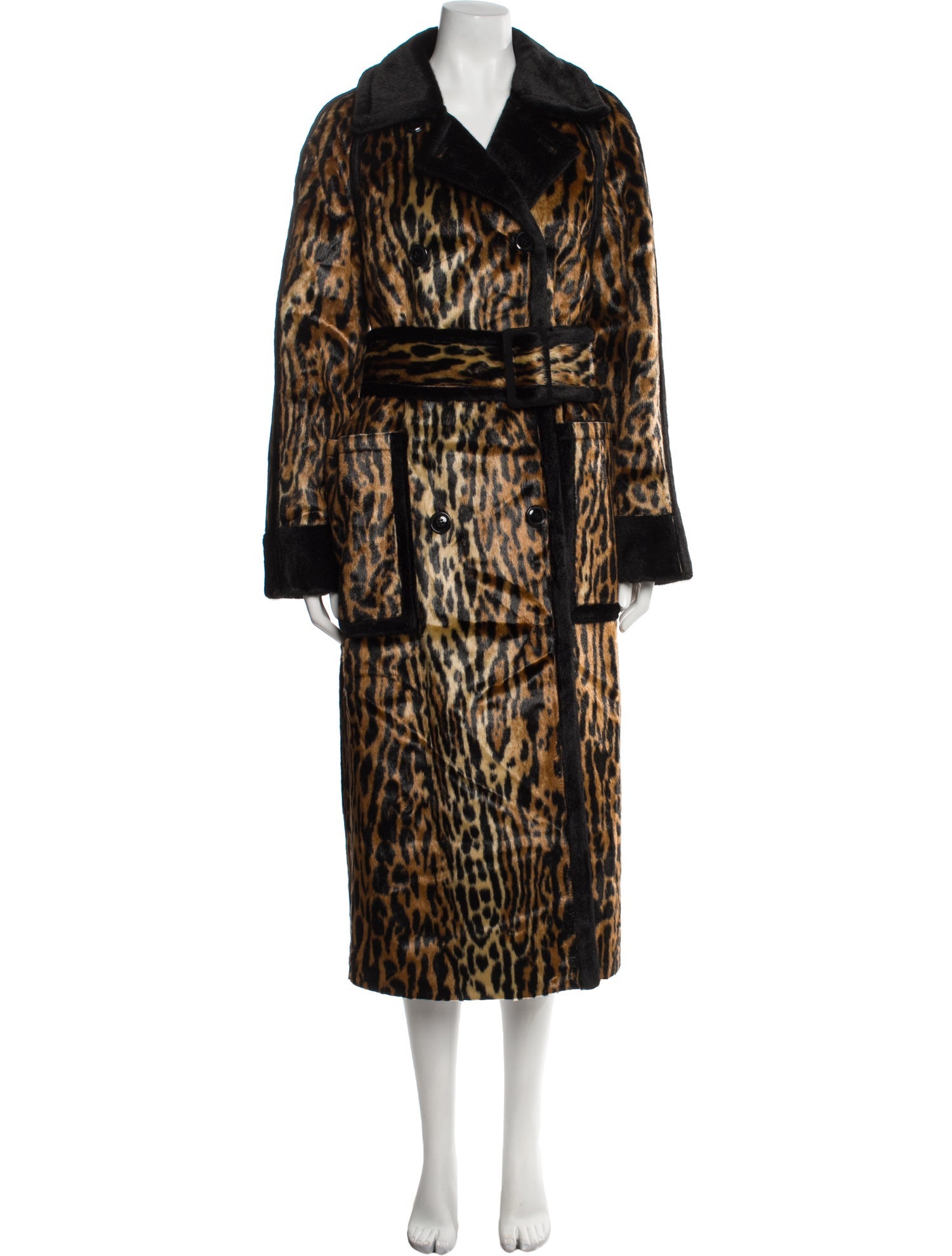 STAND STUDIO Faux Fur Animal Print Coat