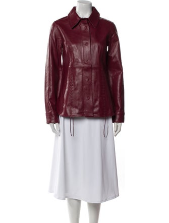 STAND STUDIO Lamb Leather Long Sleeve Button-Up Top