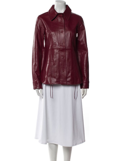 STAND STUDIO Lamb Leather Long Sleeve Button-Up Top