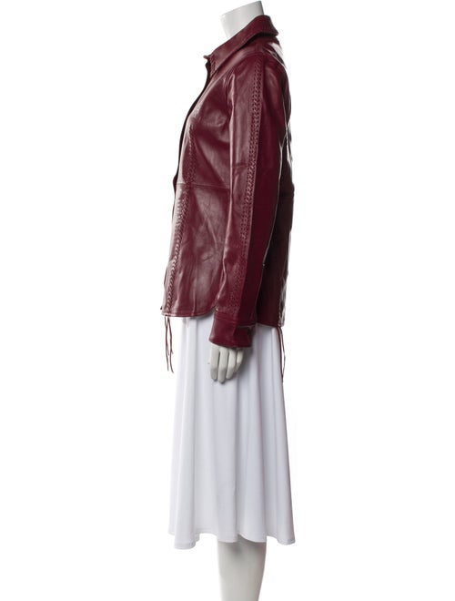 STAND STUDIO Lamb Leather Long Sleeve Button-Up Top