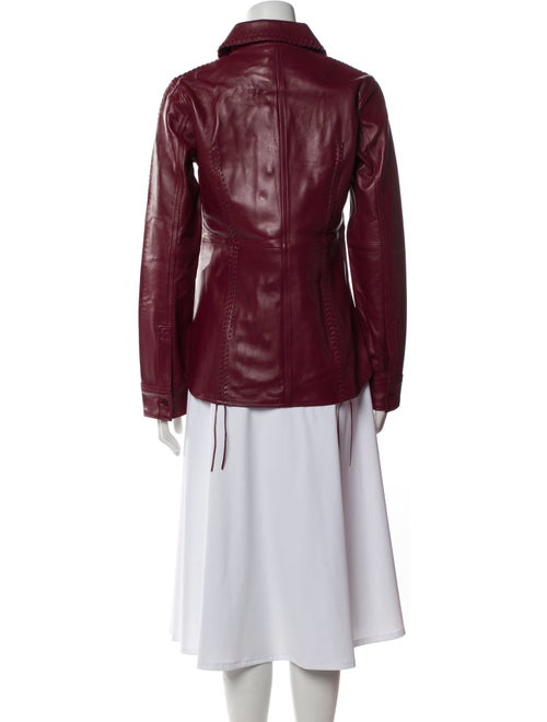 STAND STUDIO Lamb Leather Long Sleeve Button-Up Top