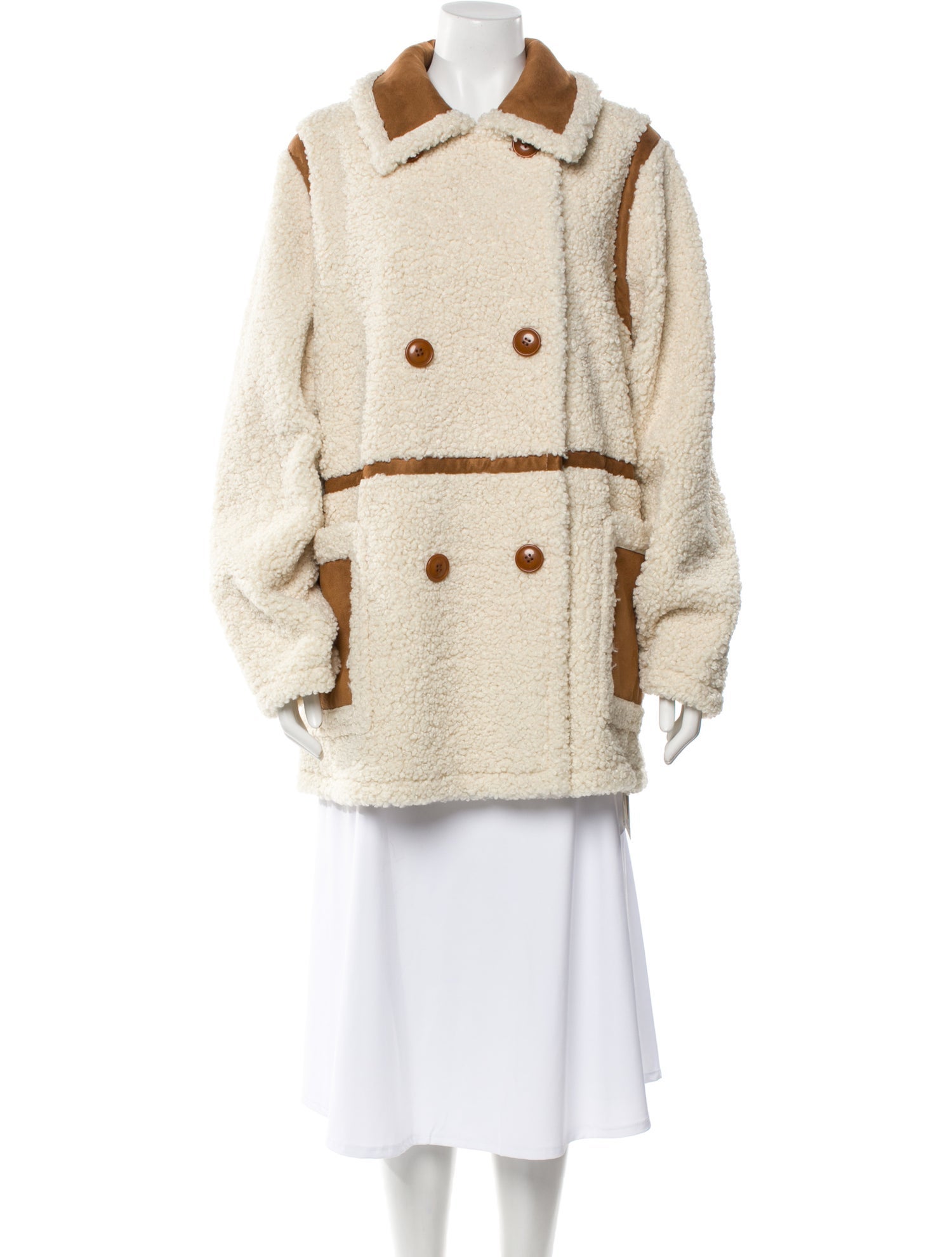 STAND STUDIO Faux Fur Printed Faux Fur Coat