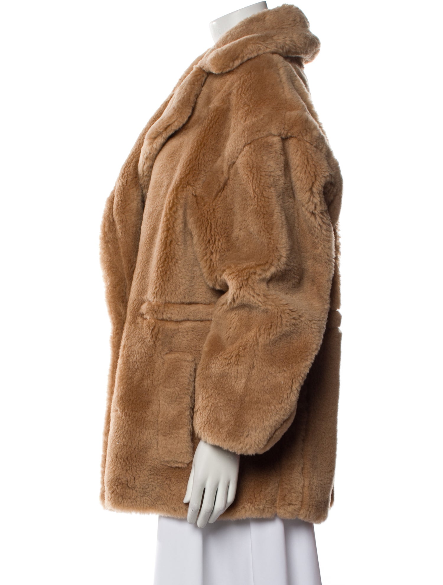STAND STUDIO Wool Faux Fur Coat