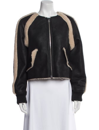STAND STUDIO Faux Leather Colorblock Pattern Jacket