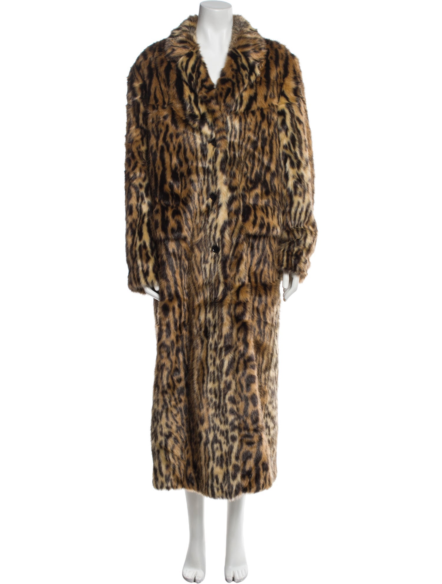 STAND STUDIO Faux Fur Animal Print Faux Fur Coat