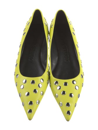 STAND STUDIO Leather Studded Accents Ballet Flats