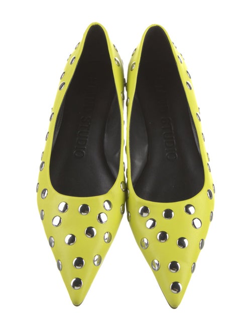 STAND STUDIO Leather Studded Accents Ballet Flats