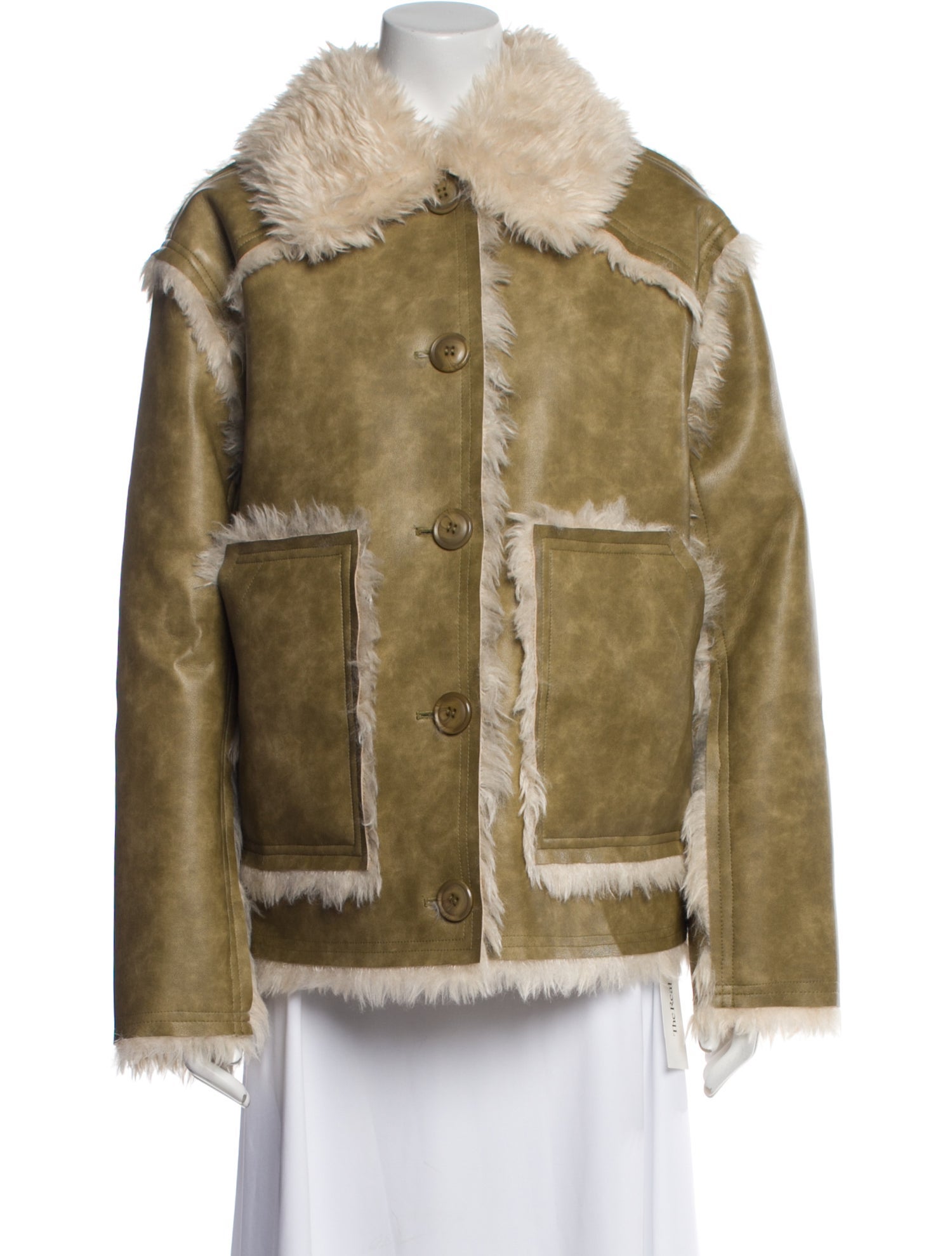 STAND STUDIO Faux Leather Faux Fur Jacket