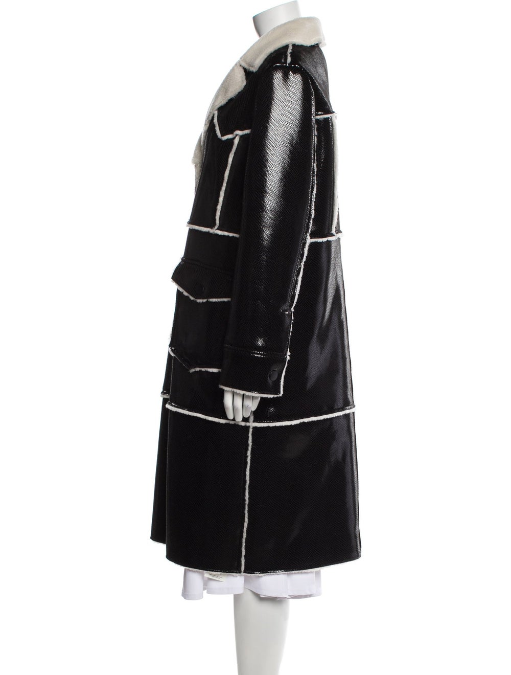 Stand Studio Coat Black Colorblock Pattern Faux F… - image 2
