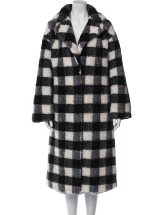 STAND STUDIO Plaid Print Faux Fur Coat