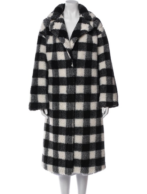 STAND STUDIO Plaid Print Faux Fur Coat