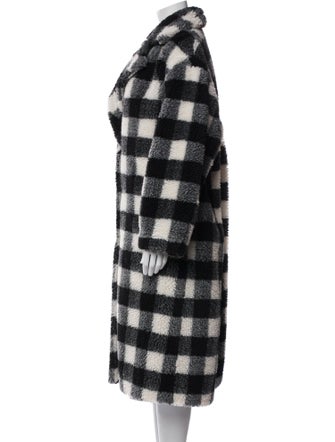 STAND STUDIO Plaid Print Faux Fur Coat