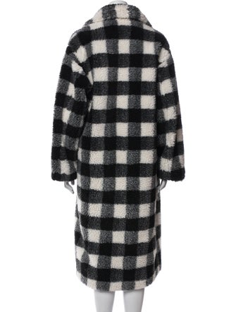 STAND STUDIO Plaid Print Faux Fur Coat