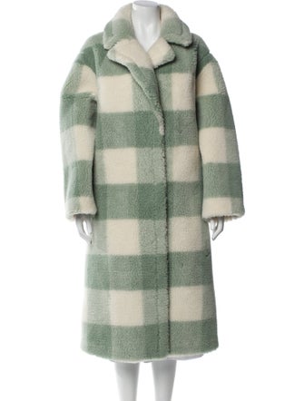 STAND STUDIO Plaid Print Faux Fur Coat