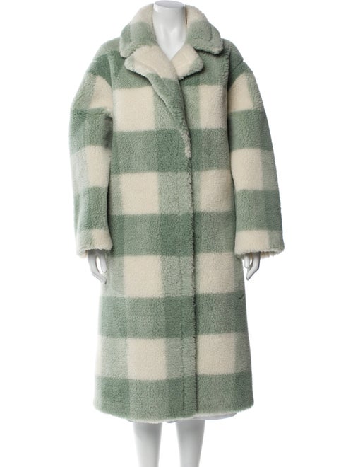 STAND STUDIO Plaid Print Faux Fur Coat