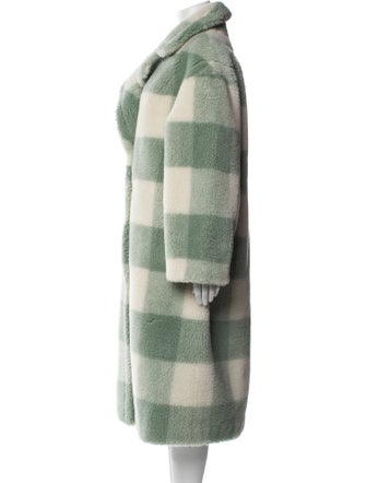 STAND STUDIO Plaid Print Faux Fur Coat