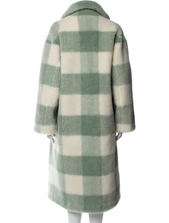 STAND STUDIO Plaid Print Faux Fur Coat