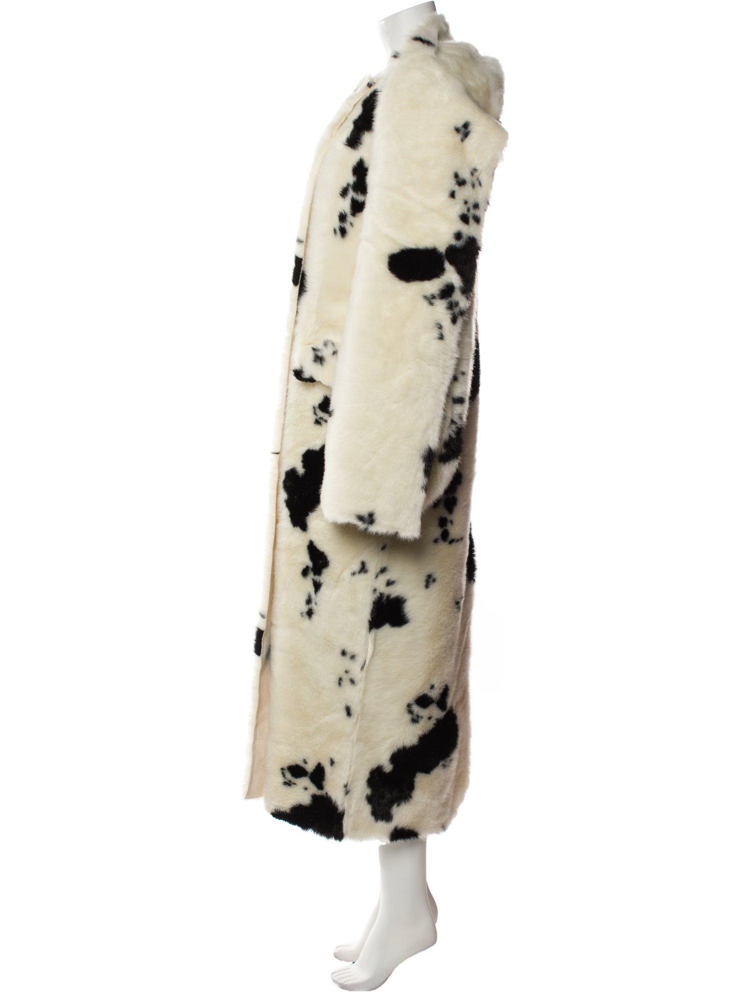 STAND STUDIO Faux Fur Floral Print Trench Coat