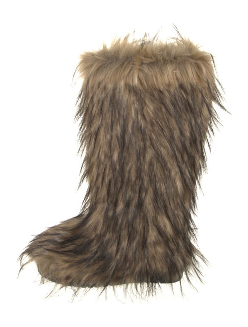 STAND STUDIO Faux Fur Animal Print Lace-Up Boots
