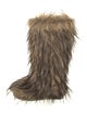 STAND STUDIO Faux Fur Animal Print Lace-Up Boots