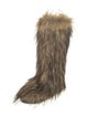 STAND STUDIO Faux Fur Animal Print Lace-Up Boots