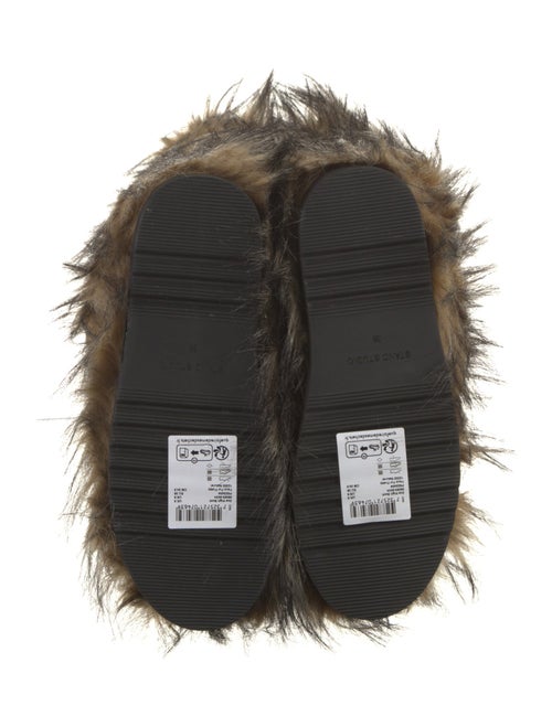 STAND STUDIO Faux Fur Animal Print Lace-Up Boots