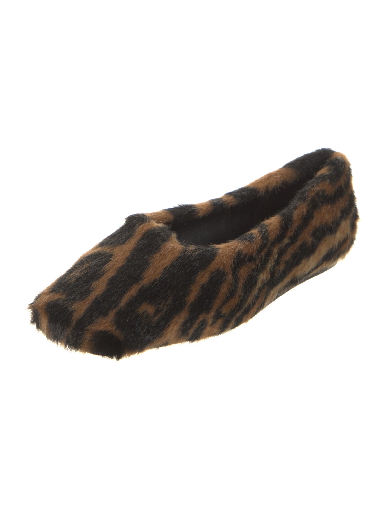 STAND STUDIO Ponyhair Animal Print Flats