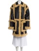 STAND STUDIO Colorblock Pattern Faux Fur Coat