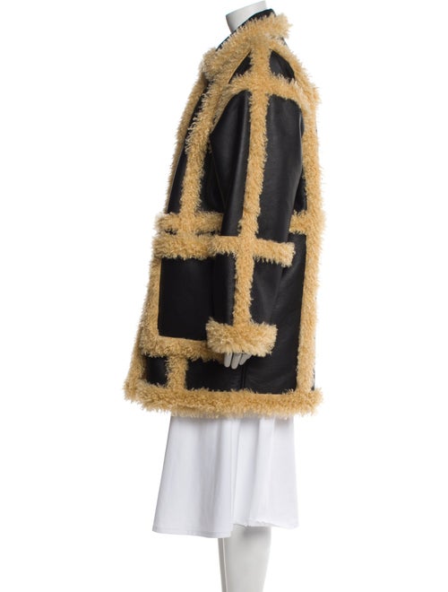 STAND STUDIO Colorblock Pattern Faux Fur Coat