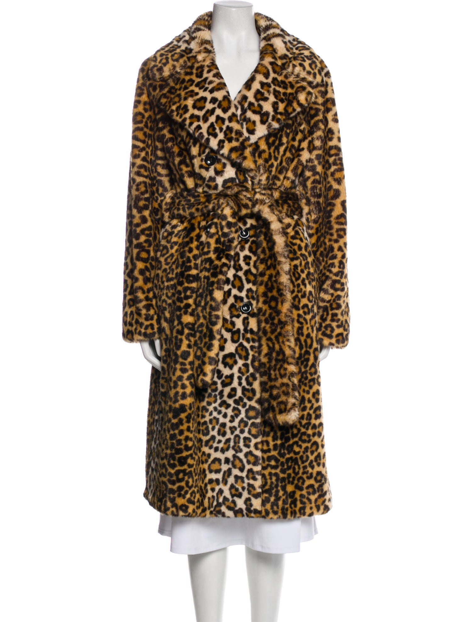 STAND STUDIO Faux Fur Animal Print Faux Fur Coat
