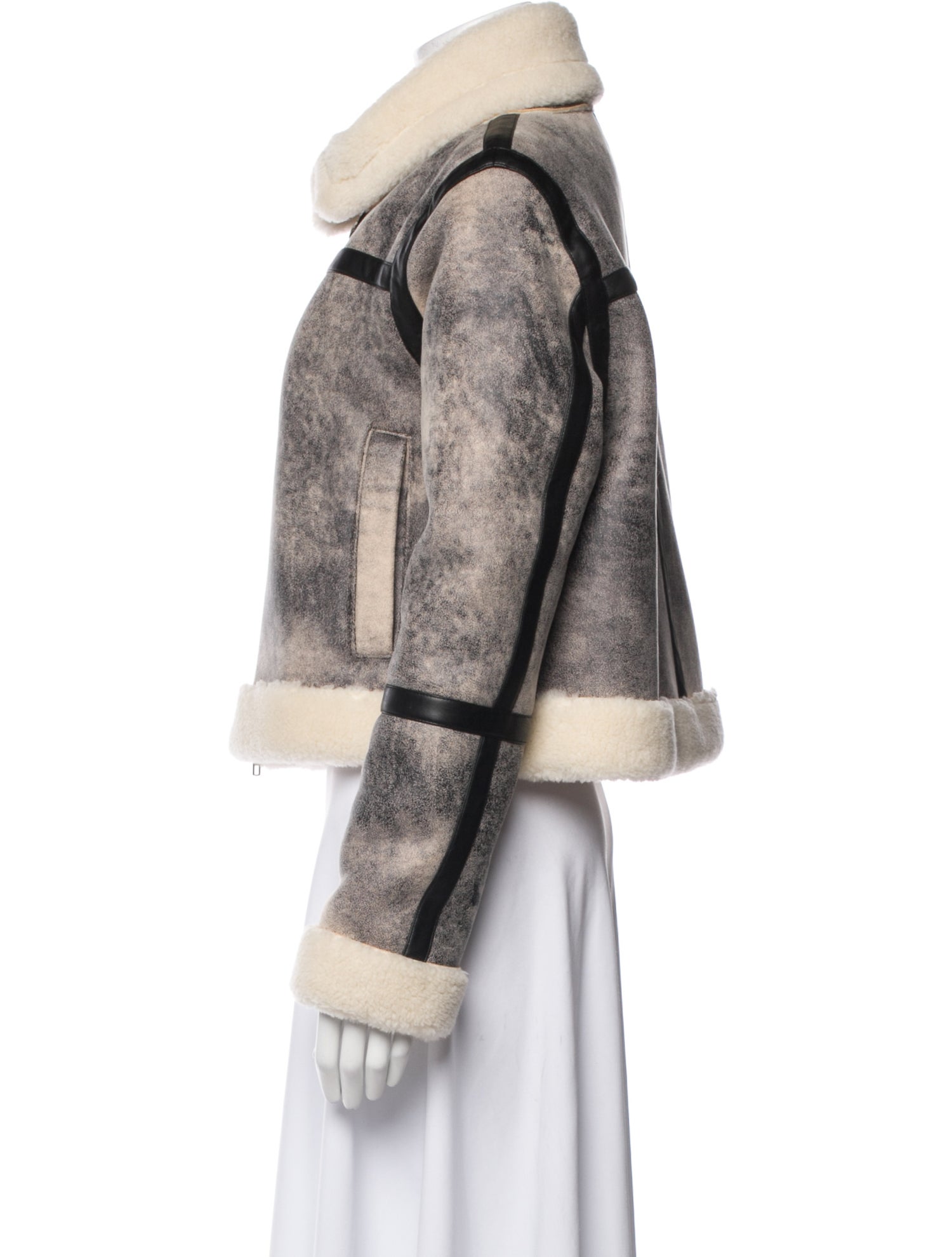 STAND STUDIO Printed Faux Fur Jacket