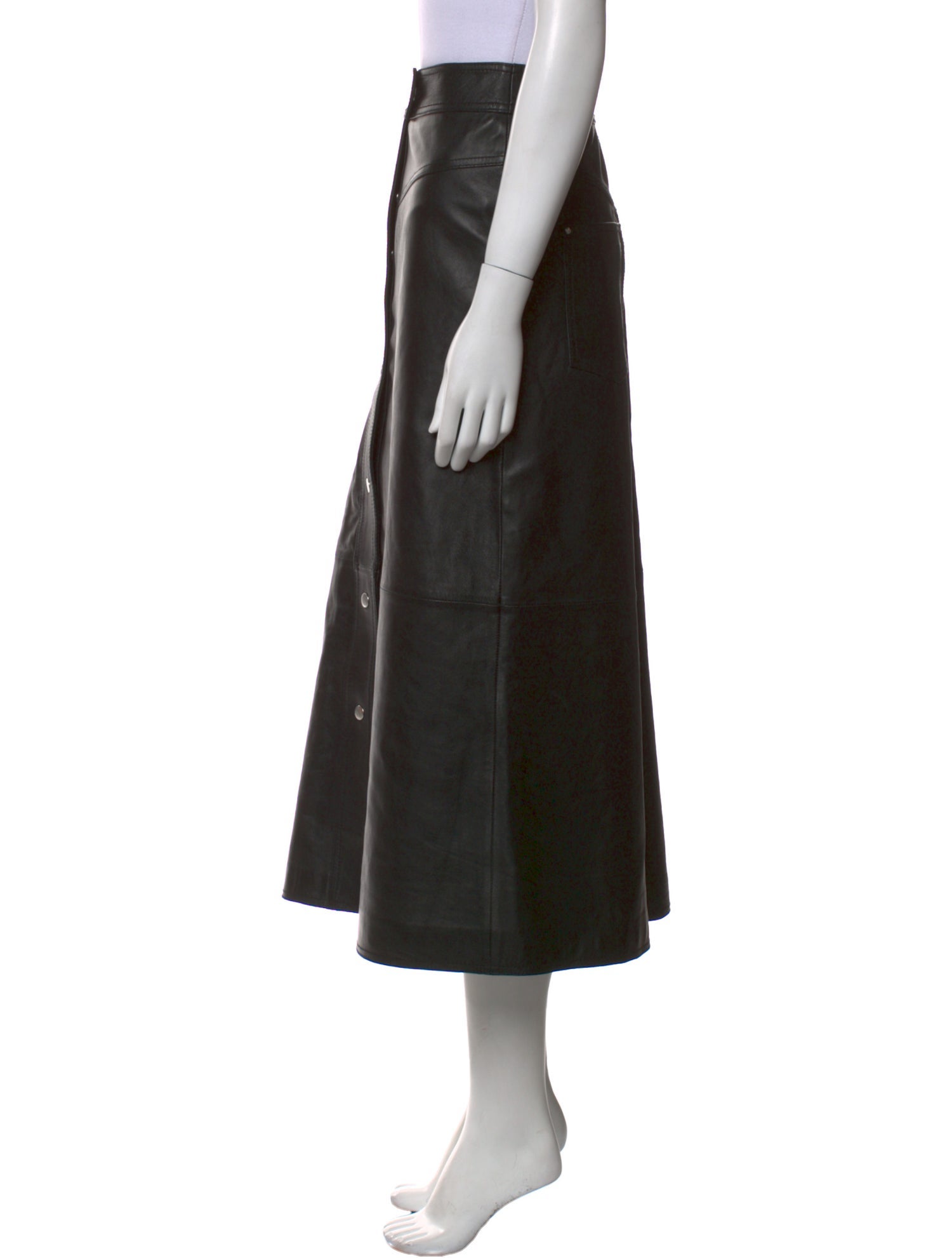 STAND STUDIO Lamb Leather Midi Length Skirt