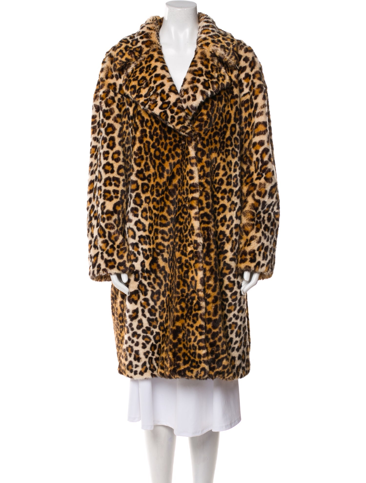 STAND STUDIO Faux Fur Animal Print Faux Fur Coat