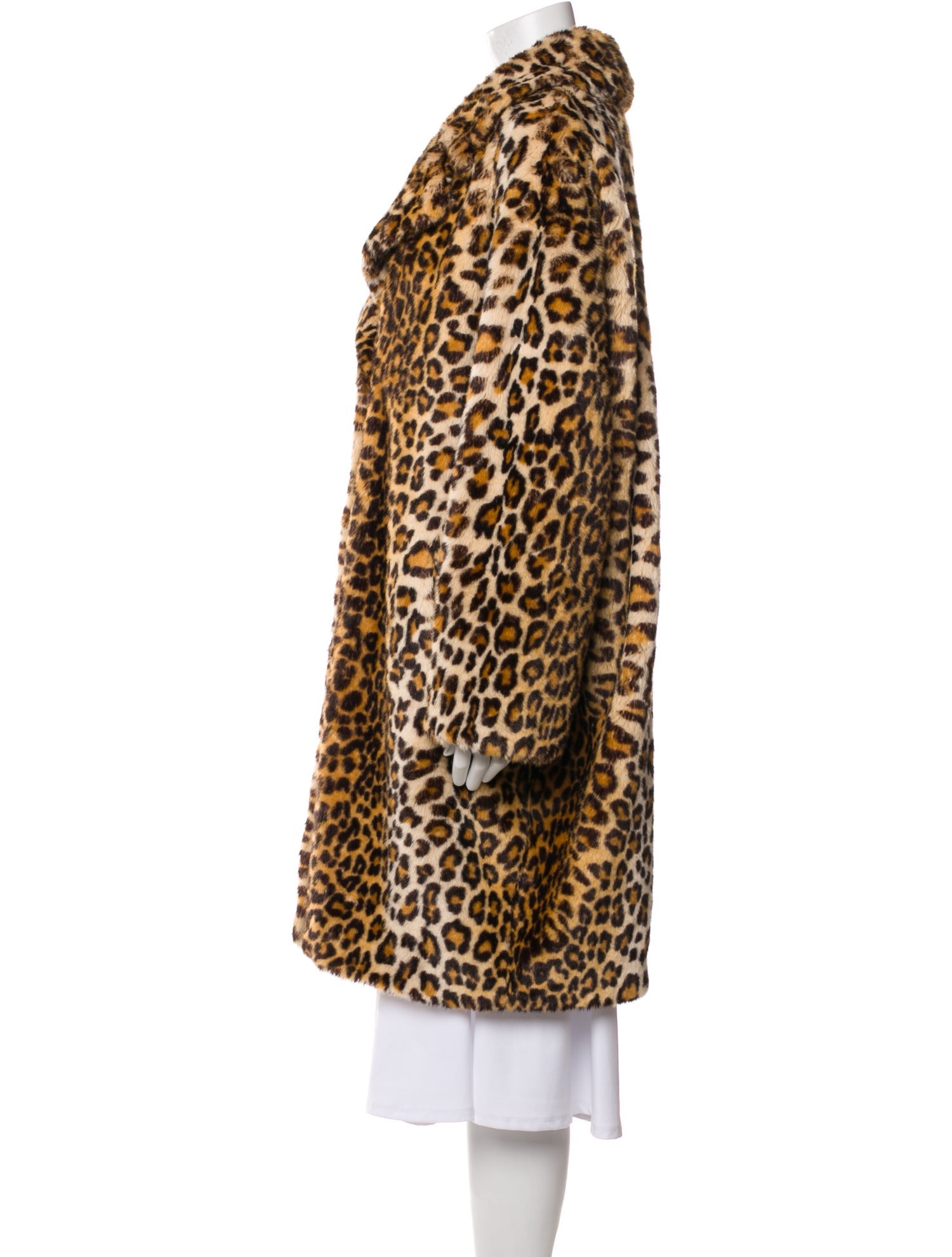 STAND STUDIO Faux Fur Animal Print Faux Fur Coat
