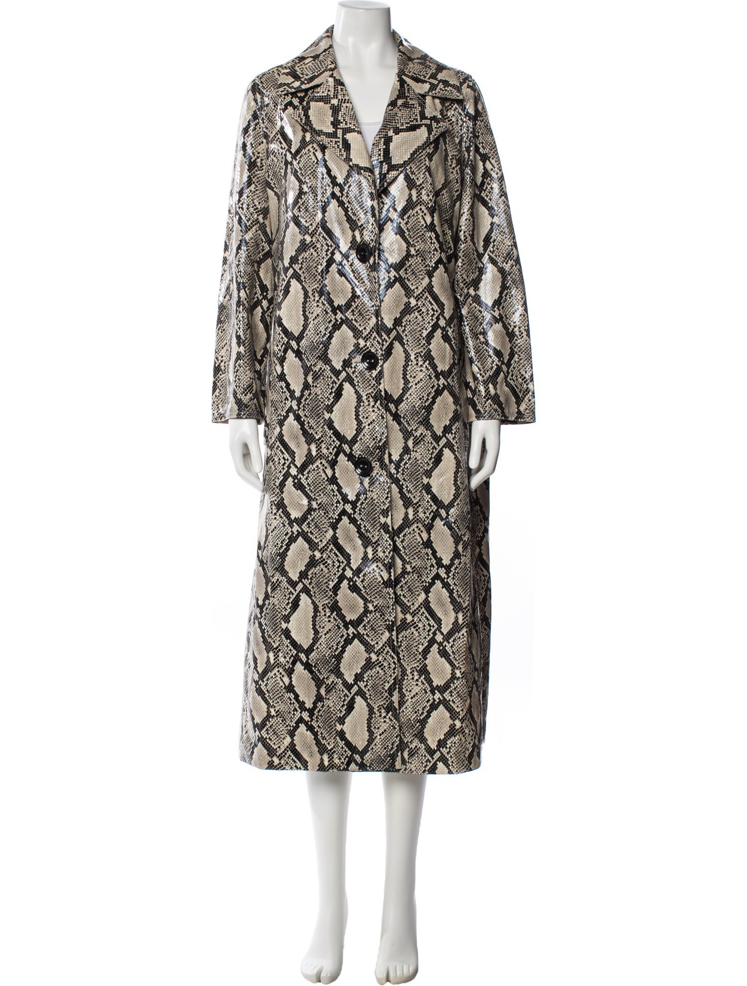 STAND STUDIO Faux Leather Animal Print Trench Coat